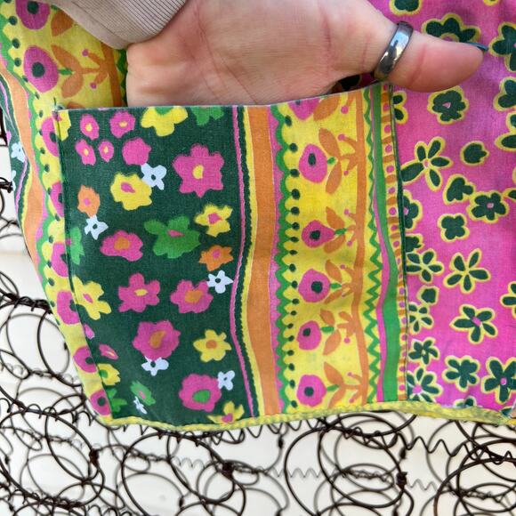 Vintage Ditzy Daisy Floral Retro Hippie Zipper Front Pocket Smock - Picture 3 of 5